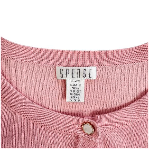 Spense Pink Cardigan | White & Gold Buttons | Coquette Soft Girl Romantic | M - Picture 6 of 7